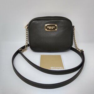 Women's Michael Kors Hamilton Dk Olive Genuine Pebbled Leather Crossbody Handbag